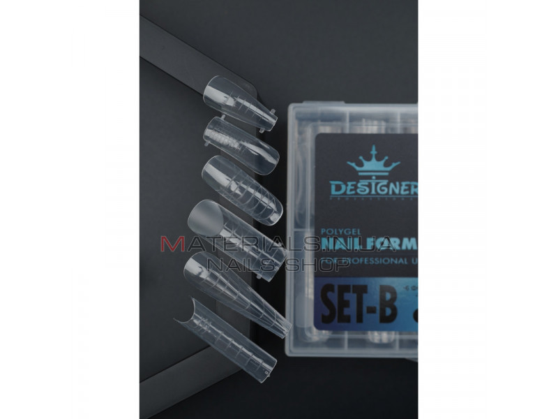 Polygel Nail Forms SET-B, 144 шт. (6 форм) - Верхние формы Дизайнер