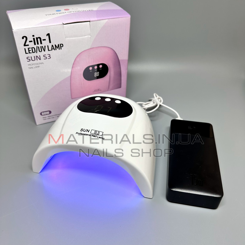UV LED Лампа Sun S3, 88Вт працює від Power Bank