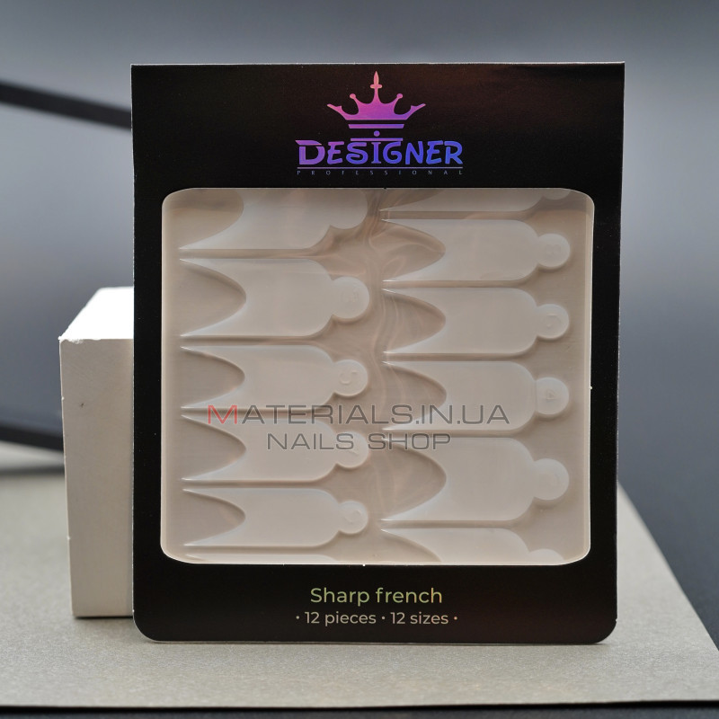 Nail Molds 12шт. (Sharp french - K) - Силіконові молди різних розмірів для дизайну нігтів та французького манікюру Дизайнер