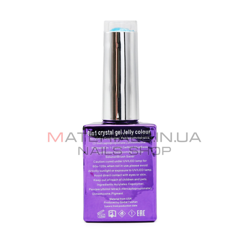 Гель для нарощування 6 in 1 crystal gel jelly colour, 15 мл, 6604