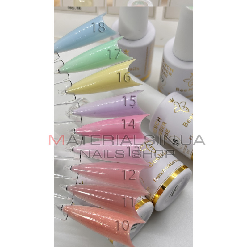 French Rubber base Hema free 10 Bee Nails, 8 ml