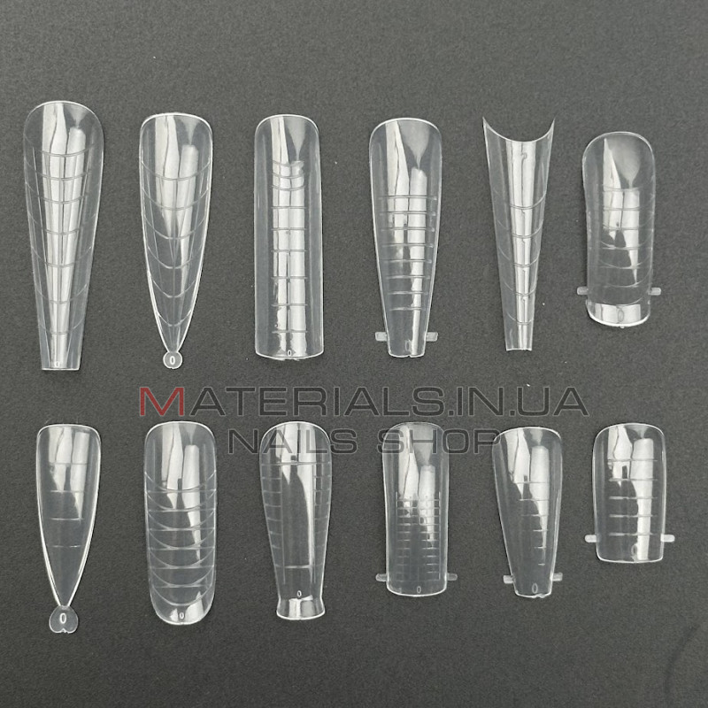 Polygel Nail Forms SET-D, 288 шт. (12 форм) - Верхні форми Дизайнер