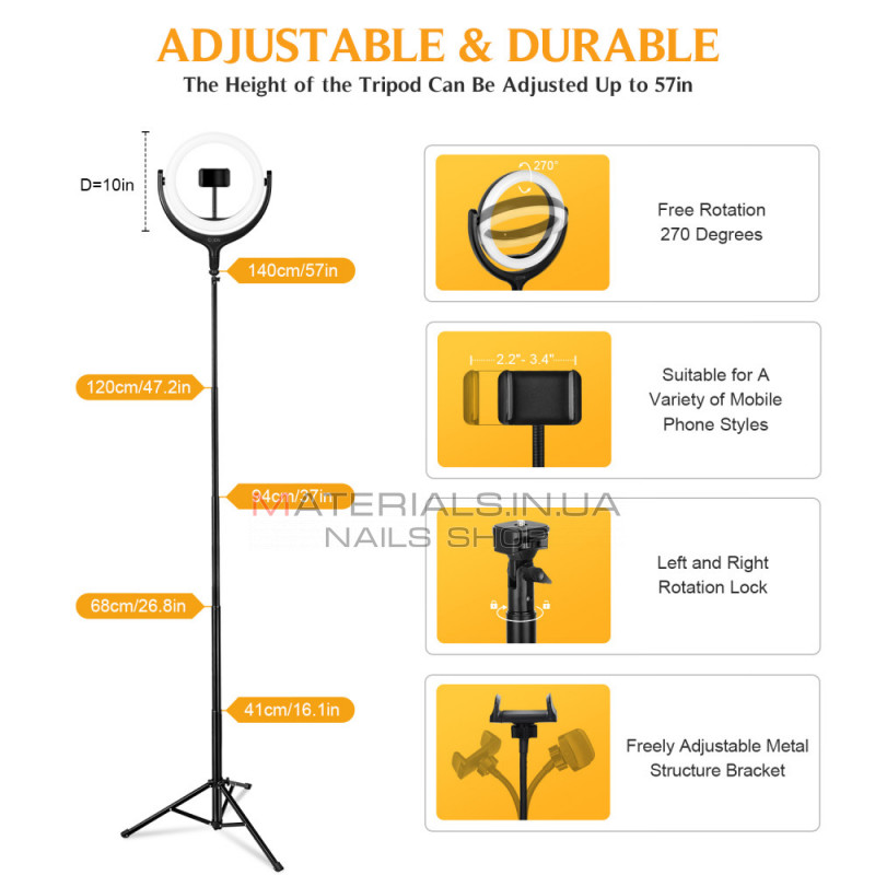 Лампа кольцевая комплект LED CODN-539B 10 inch+1.45cm tripod stand Лампа кольцевая комплект LED CODN-539B 10 inch+1.45cm tripod stand