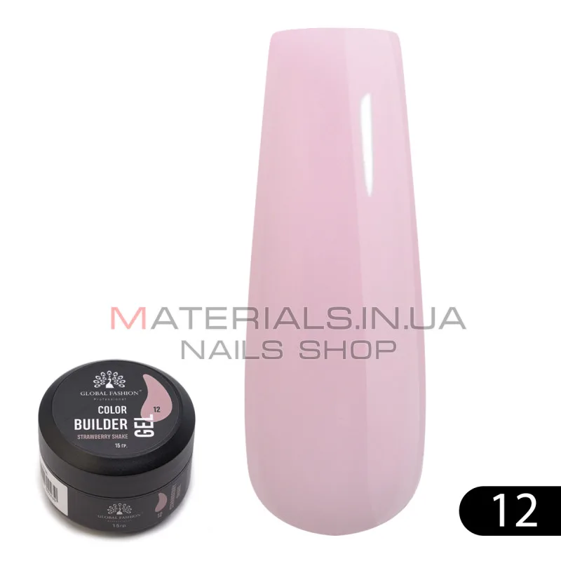 Гель для моделирования ногтей 15 гр, Color Builder Gel 12- Strawberry shake