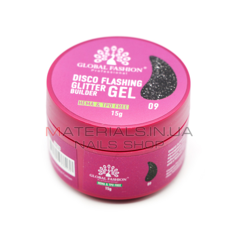 Гель для моделювання нігтів 15 г, Disco Flashing Glitter Builder gel 09