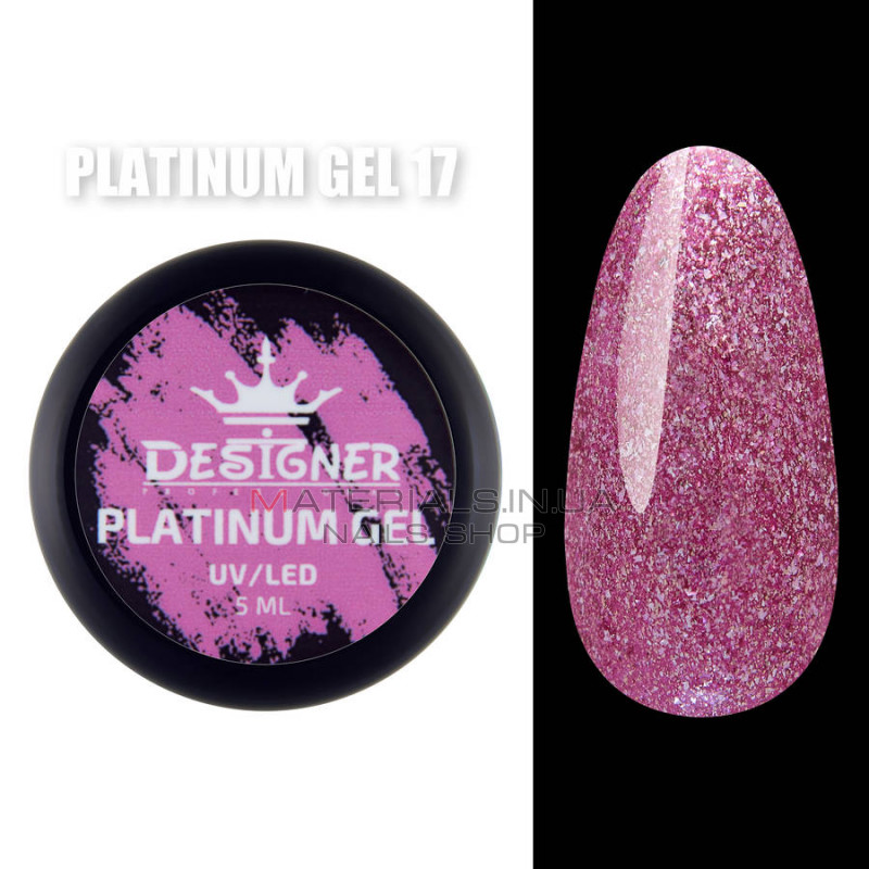 Platinum Gel Гель - платинум Designer Professional с шиммером, 5 мл. №17 Platinum Gel Гель - платинум Designer Professional с шиммером, 5 мл. №17