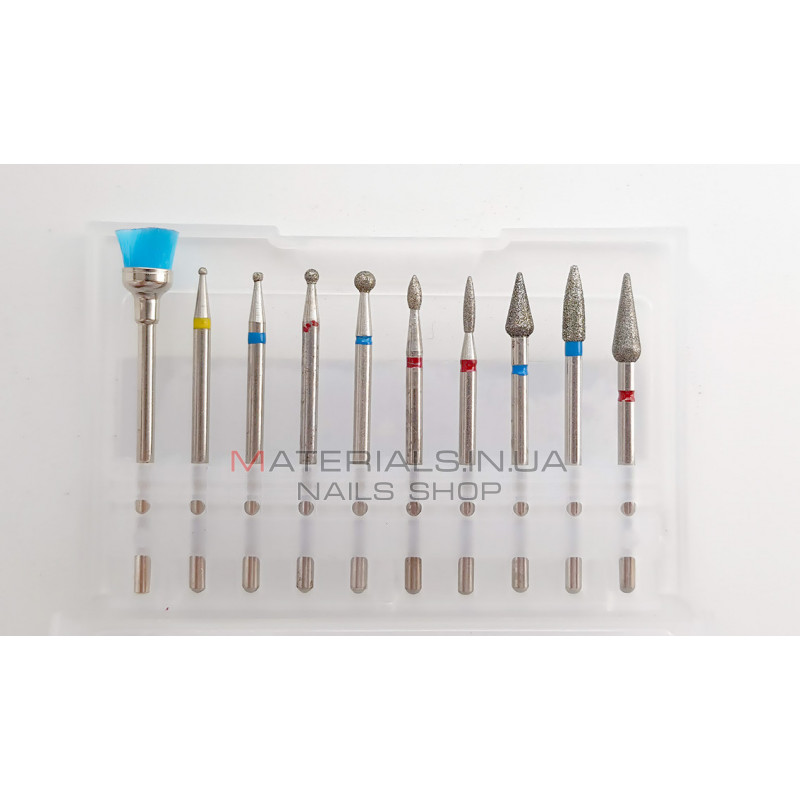 Набір манікюрних насадок Diamond drill bit set, 10 шт Набір манікюрних насадок Diamond drill bit set, 10 шт
