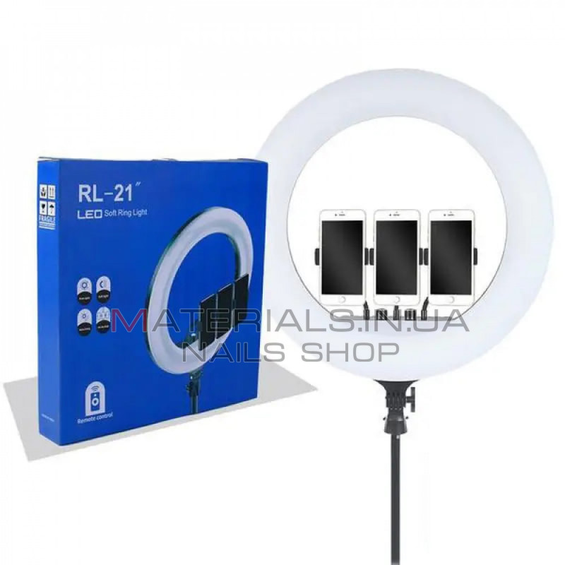 Лампа Кольцевая LED RL-21 Original 54 cm  65w  416 Lights | Remote I 3m cable with plug  I 3 holder I handle bag
