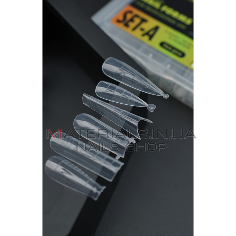 Polygel Nail Forms SET-А, 144 шт. (6 форм) - Верхні форми Дизайнер