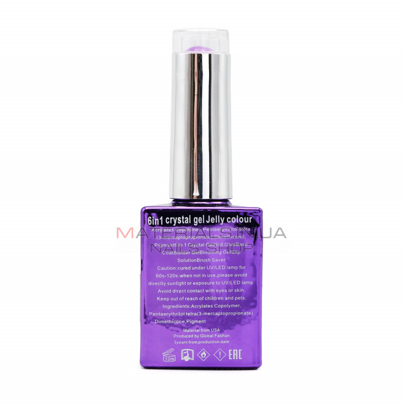 Гель для нарощування 6 in 1 crystal gel jelly colour, 15 мл, 6606