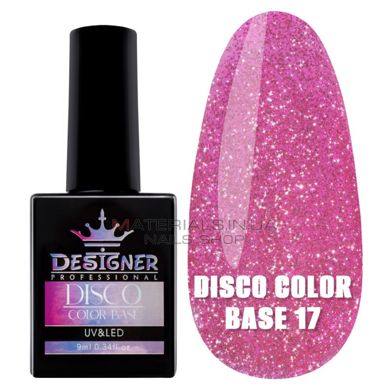 Светоотражающее базовое покрытие №17 (Малиновый), 9 мл. - Disco Color Base Дизайнер Светоотражающее базовое покрытие №17 (Малиновый), 9 мл. - Disco Color Base Дизайнер