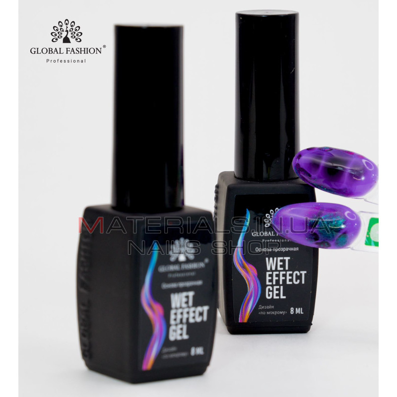 Основа для розтікання Wet effect gel, прозора, для мокрого дизайну, 8 мл.