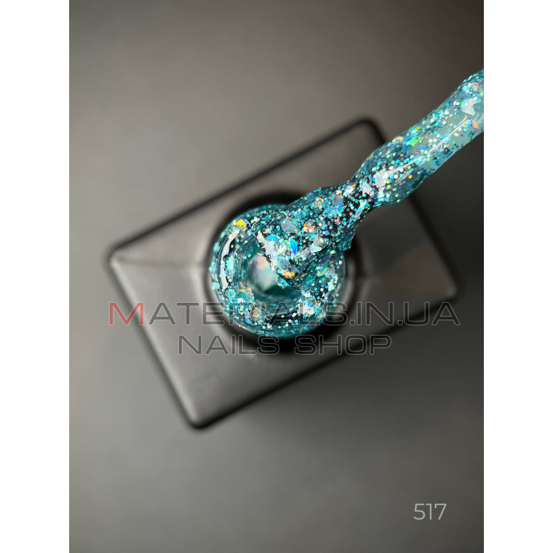 Гель лак Magic glitter 517 Дизайнер (9мл.) - з пластівцями різних розмірів та блискітками хамелеон