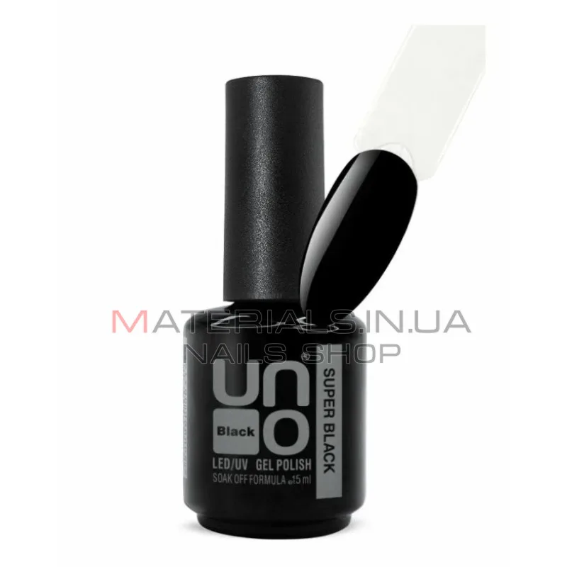 UNO Super Black/ Супер черный гель лак для ногтей (нанесение в 1 слой), 15 мл.