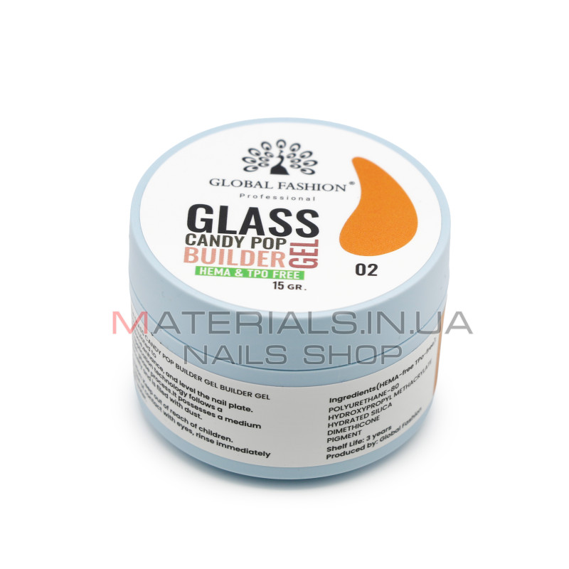 Гель для моделювання нігтів 15 г, Glass Candy Pop Builder Gel 02
