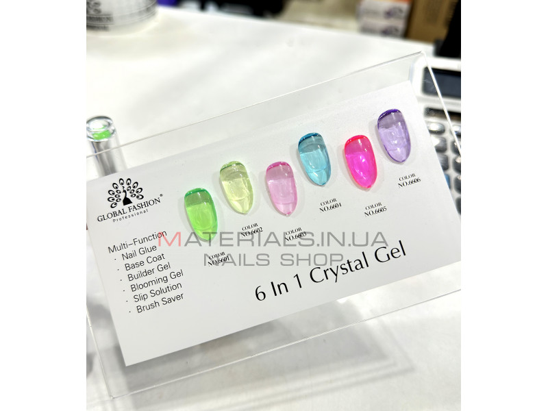 Gel build-up 6 in 1 crystal gel jelly color, 15 ml, 6601