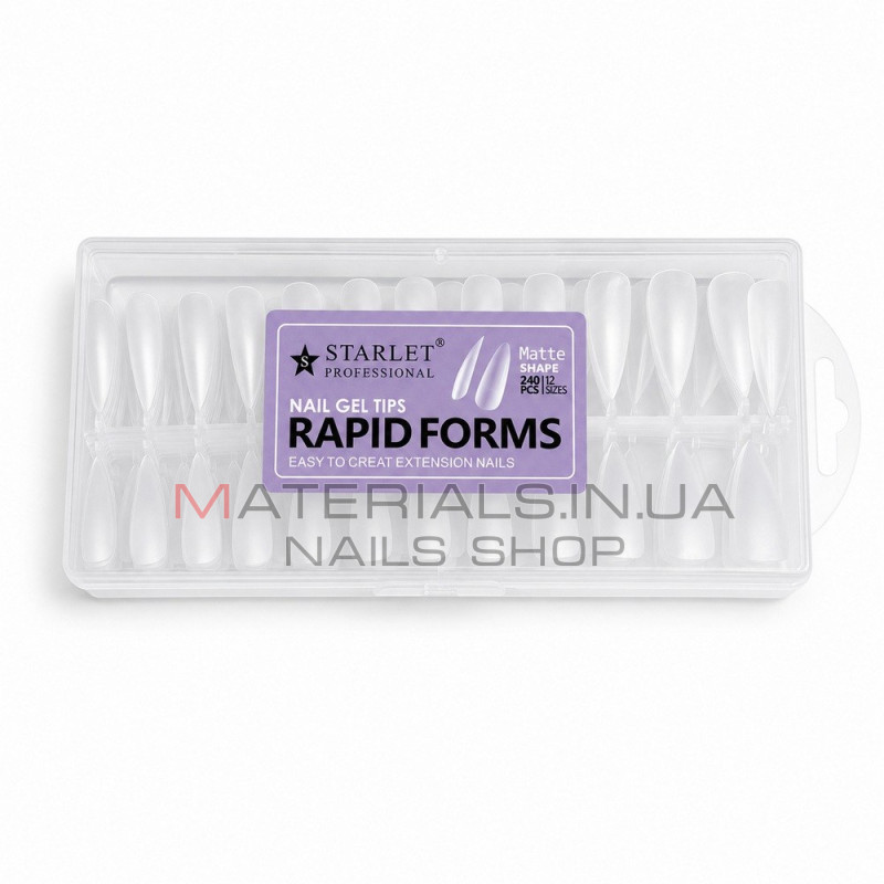 Гелеві тіпси для нарощування нігтів матові Starlet Professional Rapid Forms Мигдаль, 240 шт.