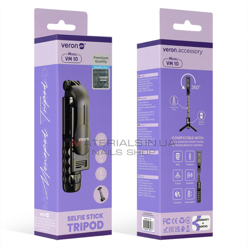 Monopod Tripod | 0.65m | — Veron VMT-10 | Button Bluetooth | Monopod Tripod | 0.65m | — Veron VMT-10 | Button Bluetooth |