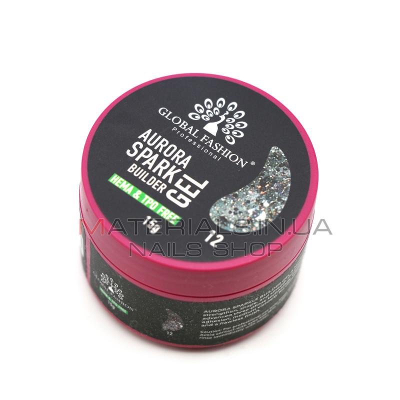 Гель для моделювання нігтів 15 г, Aurora Spark Builder gel 12