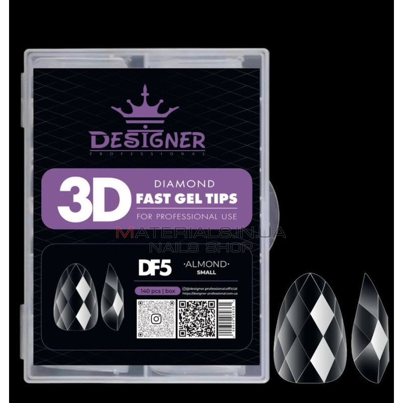 Diamond Fast Gel Tips (DF5 Almond small) - гелеві типси Дизайнер 120 шт/уп Diamond Fast Gel Tips (DF5 Almond small) - гелеві типси Дизайнер 120 шт/уп