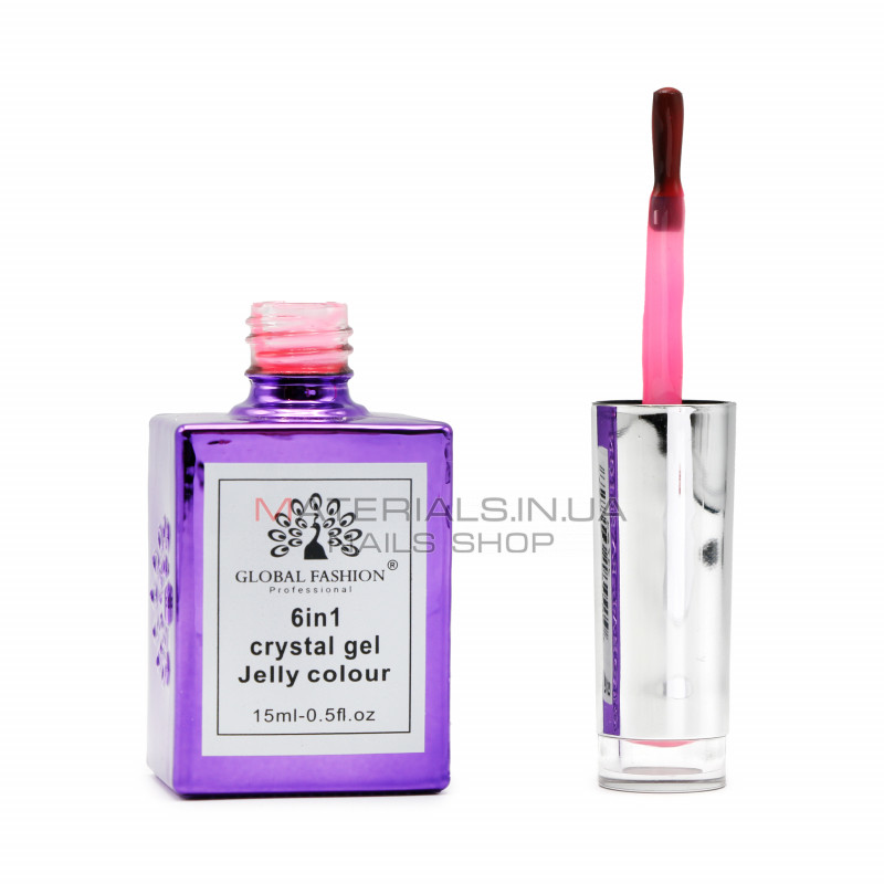 Гель для наращивания 6 in 1 crystal gel jelly colour, 15 мл, 6603