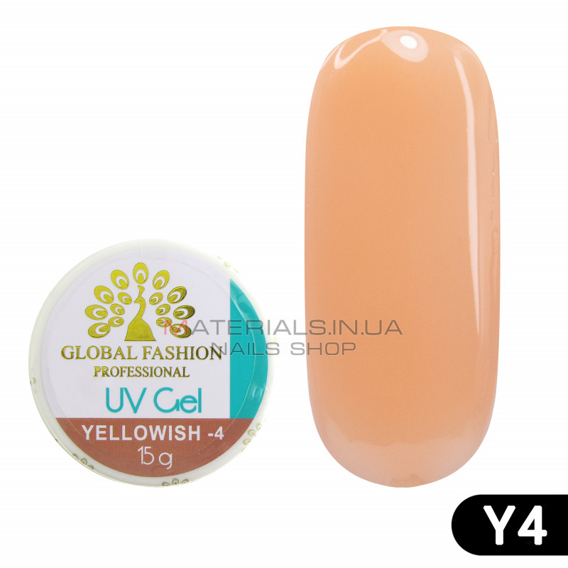 Гель для наращивания ногтей, камуфляж-4, Global Fashion Yellowish-4, 15 г Гель для наращивания ногтей, камуфляж-4, Global Fashion Yellowish-4, 15 г