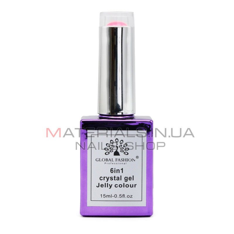 Гель для нарощування 6 in 1 crystal gel jelly colour, 15 мл, 6605