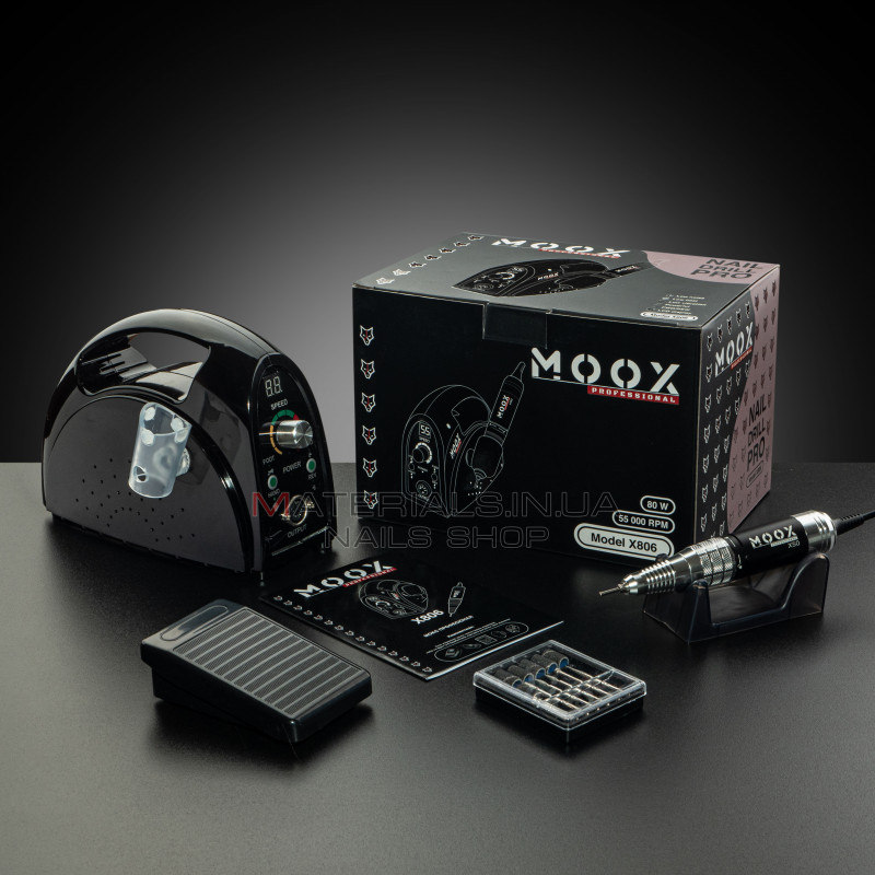 Фрезер Мокс X806 (Черный) на 55 000 об./мин. и 80W. для маникюра и педикюра Фрезер Мокс X806 (Черный) на 55 000 об./мин. и 80W. для маникюра и педикюра