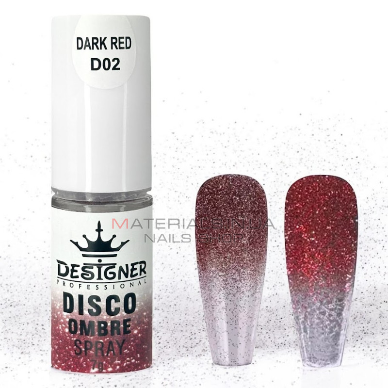 Disco Ombre Spray (7 г.) Dark Red D02 - светоотражающая спрей пудра Дизайнер для создания омбре на ногтях Disco Ombre Spray (7 г.) Dark Red D02 - светоотражающая спрей пудра Дизайнер для создания омбре на ногтях