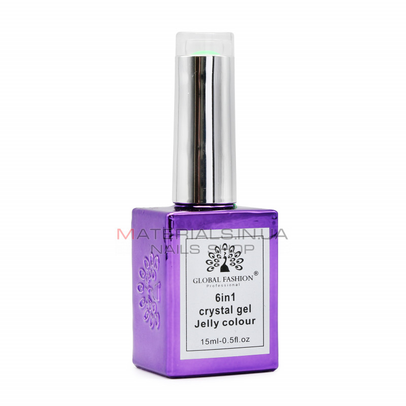 Гель для нарощування 6 in 1 crystal gel jelly colour, 15 мл, 6601