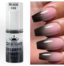 Colorful Ombre Spray, 7 г. Black C02 (Чорний) - спрей пудра Дизайнер для створення омбре на нігтях