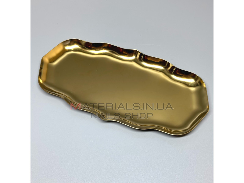 Лоток для инструментов металлический, 218х110х10 мм, фигурный, цвет золото