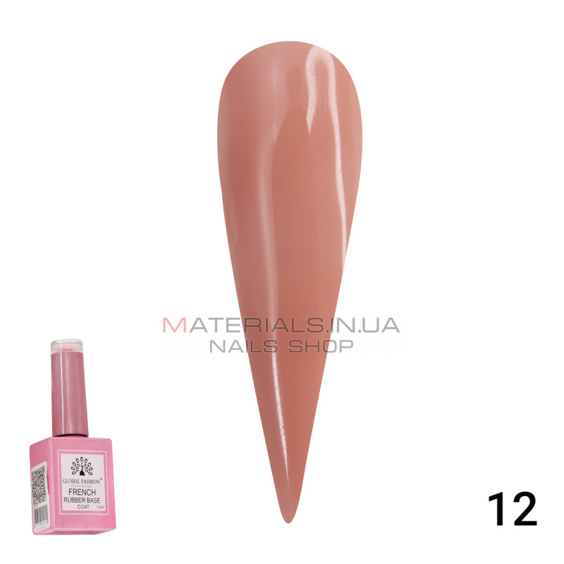 Каучукова база для гель лаку френч, Rubber Base Coat French, 15 мл., Global Fashion 12 Каучукова база для гель лаку френч, Rubber Base Coat French, 15 мл., Global Fashion 12