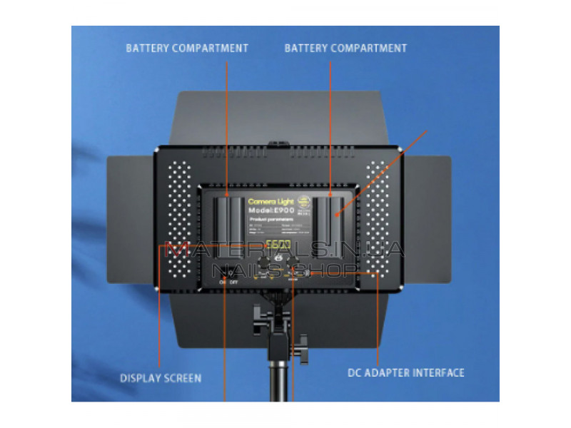 Лампа видеосвет LED E900 with display 30x17 cm 896 Lights 3000K-6500K Remote (от сети, акб в комплекте не идут)