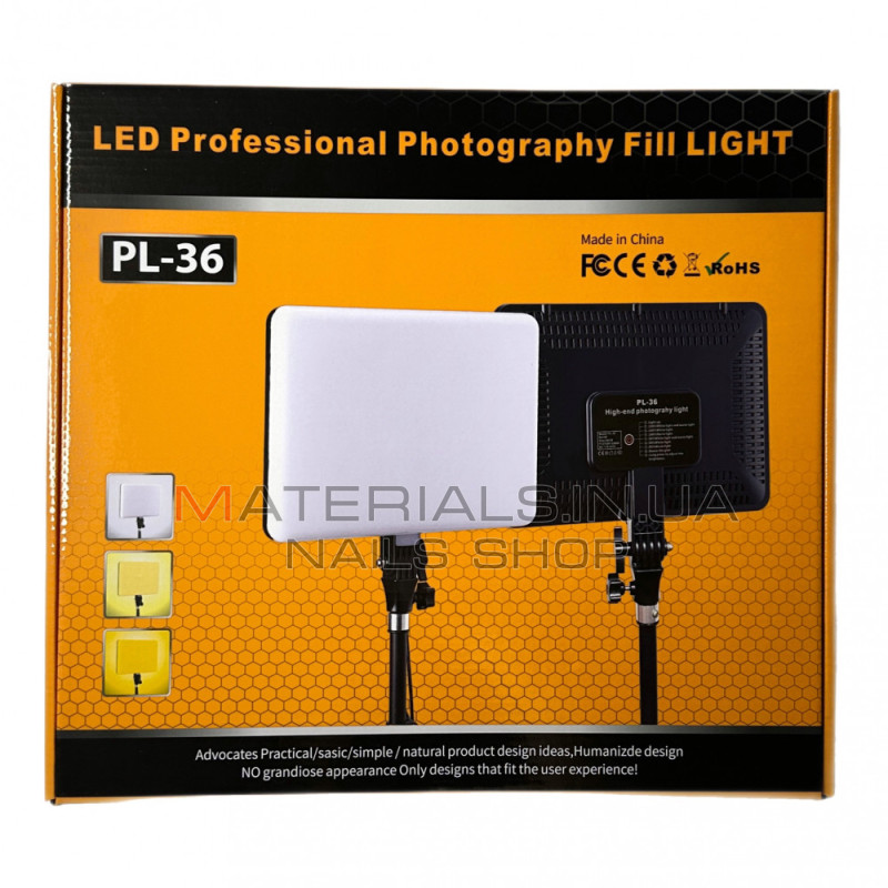 LED-відеосвітло PL-36, 36 × 25 см, 448 світлодіодів, 2700 K-6500 K, пульт ДК, адаптер у комплекті