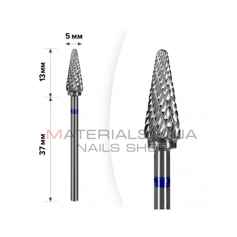 Твердосплавна фреза для зняття гель-лаку mART M-120 Ялинка Blue 5*13