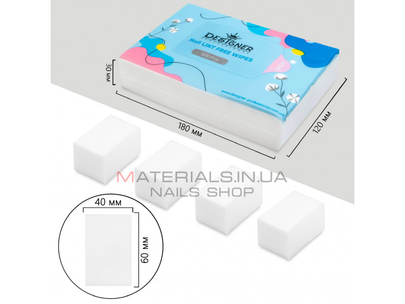 Безворсовые салфетки 500 шт./уп. (Белые) - Lint free wipes Дизайнер