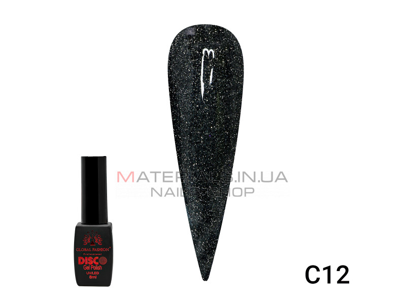 Гель лак Disco Gel Polish, Global Fashion, світловідбиваючий, 8 мл C12