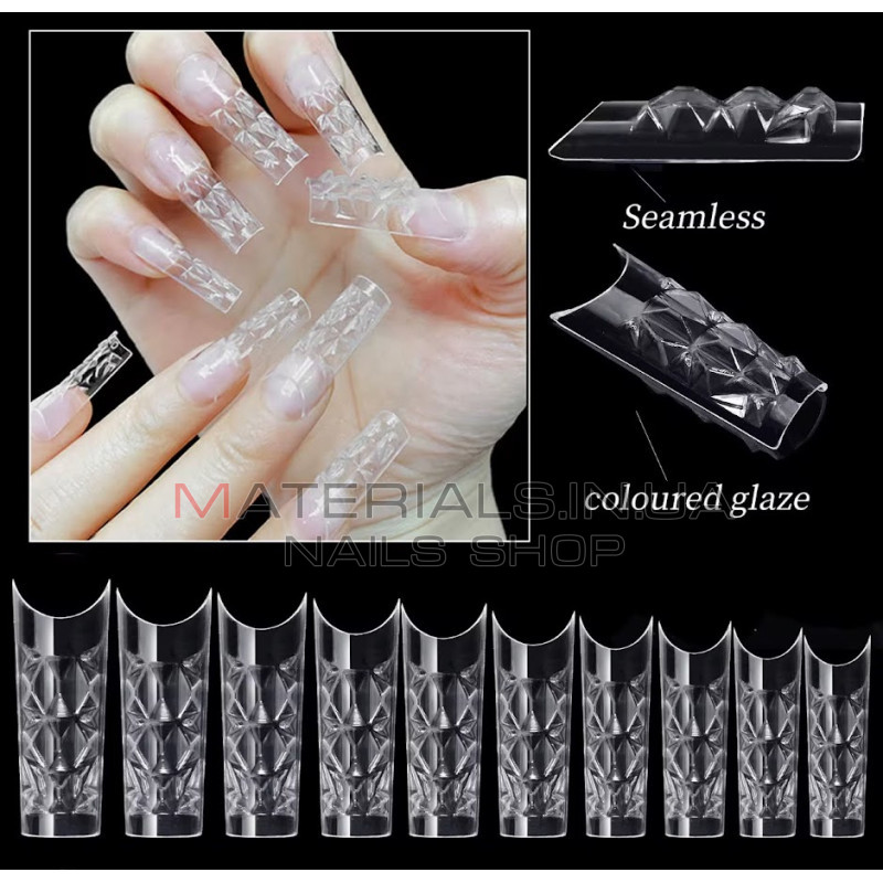 Crystal Fast Gel Tips (Trapezoid Medium TS2) - тіпси гелів з шипами Дизайнер 120 шт/уп