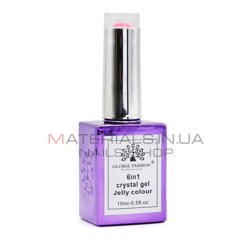 Гель для нарощування 6 in 1 crystal gel jelly colour, 15 мл, 6605