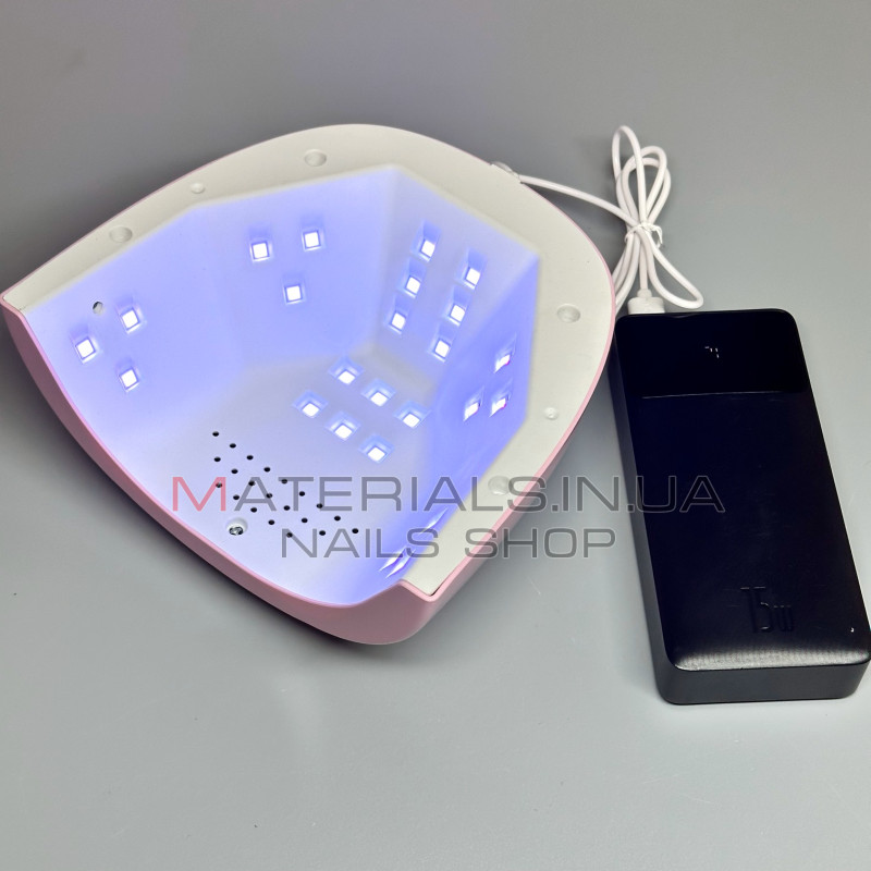 UV LED Лампа Sun S3, 88Вт працює від Power Bank, рожева