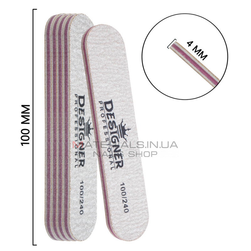 Упаковка пилок Designer 50шт, сіра, міні овальна 100/240 Упаковка пилок Designer 50шт, сіра, міні овальна 100/240