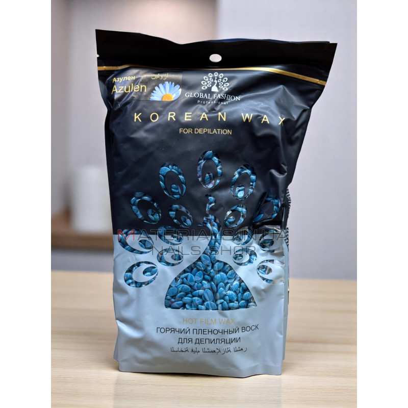 Гарячий пленочний віск Global Fashion Korean Wax, Азулен, 1 кг Гарячий пленочний віск Global Fashion Korean Wax, Азулен, 1 кг