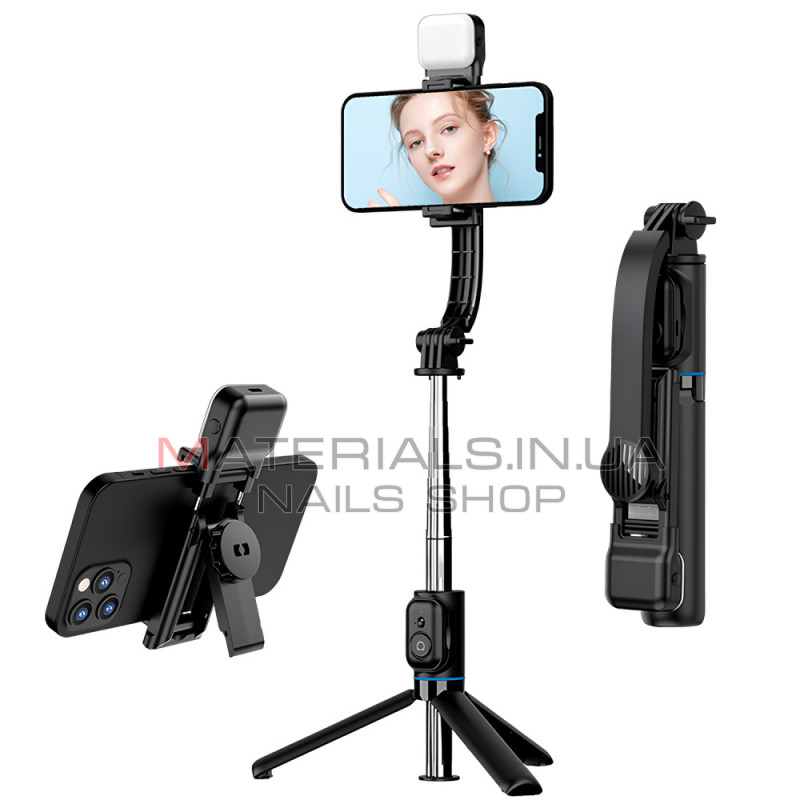 Монопод Tripod C01S, Bluetooth, LED Lamp, 1,07 м