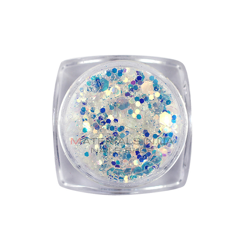 Декор для нігтів Starlet Professional блискітки з конфетті DT-04, колір блакитний з перламутром