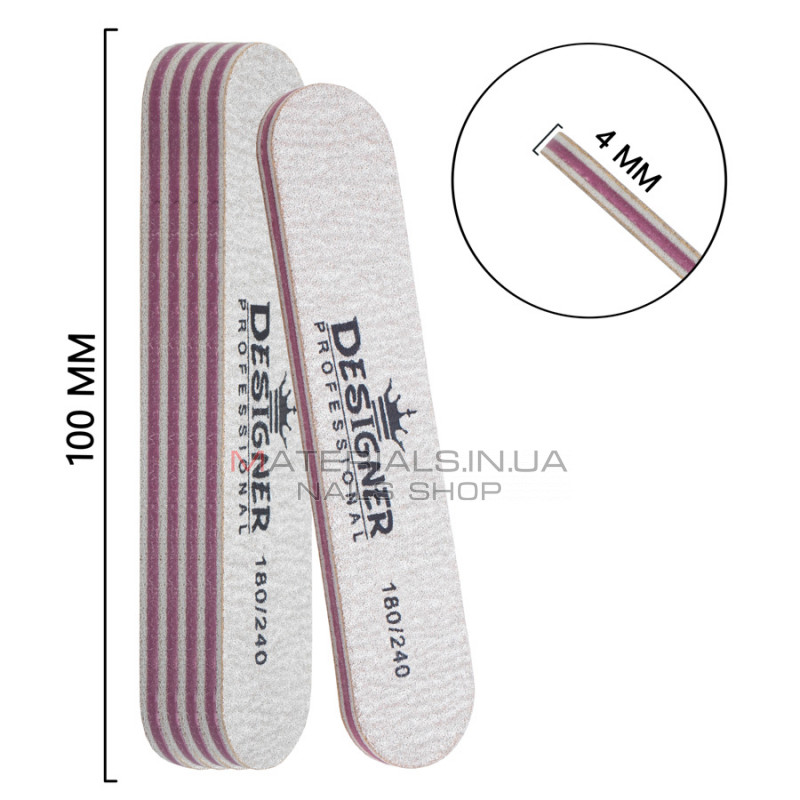 Упаковка пилок Designer 50шт, сіра, міні овальна 180/240 Упаковка пилок Designer 50шт, сіра, міні овальна 180/240