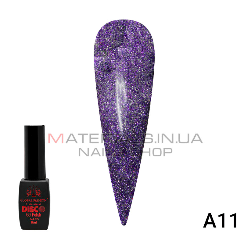 Гель лак Disco Gel Polish, Global Fashion, светоотражающий, 8 мл A11