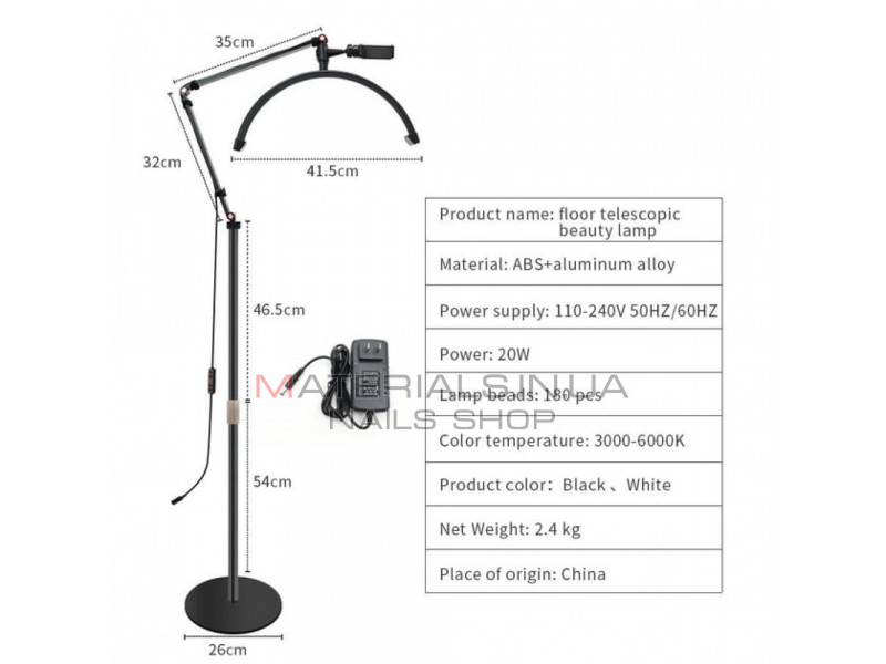 Лампа LED видео HD-M2X 20W Black color 3200-5600K light:180pcs 40cm 87-132cm Alloy lamp head+metal support