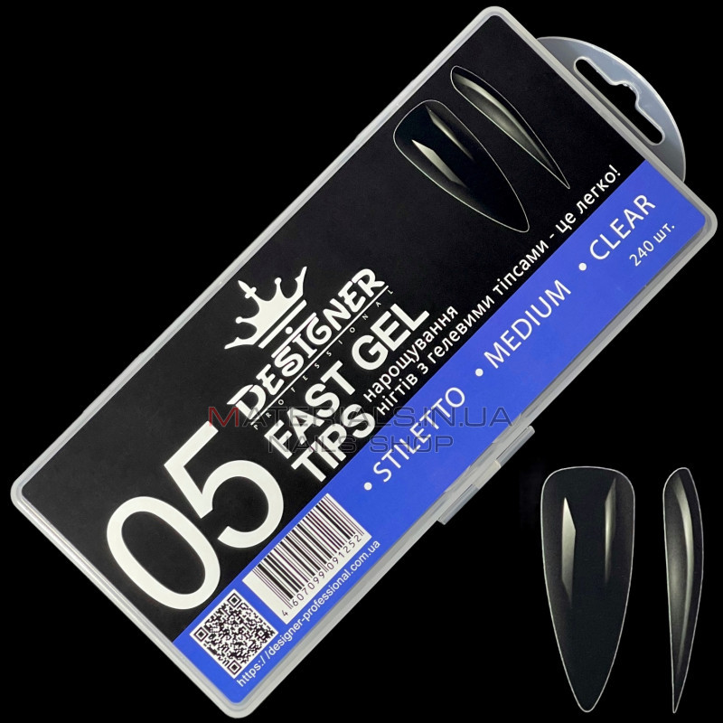 Fast gel tips №5 (Stiletto, medium size) - Гелеві типси Дизайнер Fast gel tips №5 (Stiletto, medium size) - Гелеві типси Дизайнер