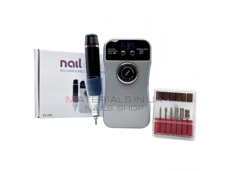 Фрезер для манікюру акумуляторний Nail Master ZS-230 35000 об/хв фрейзер на акумуляторі для нігтів